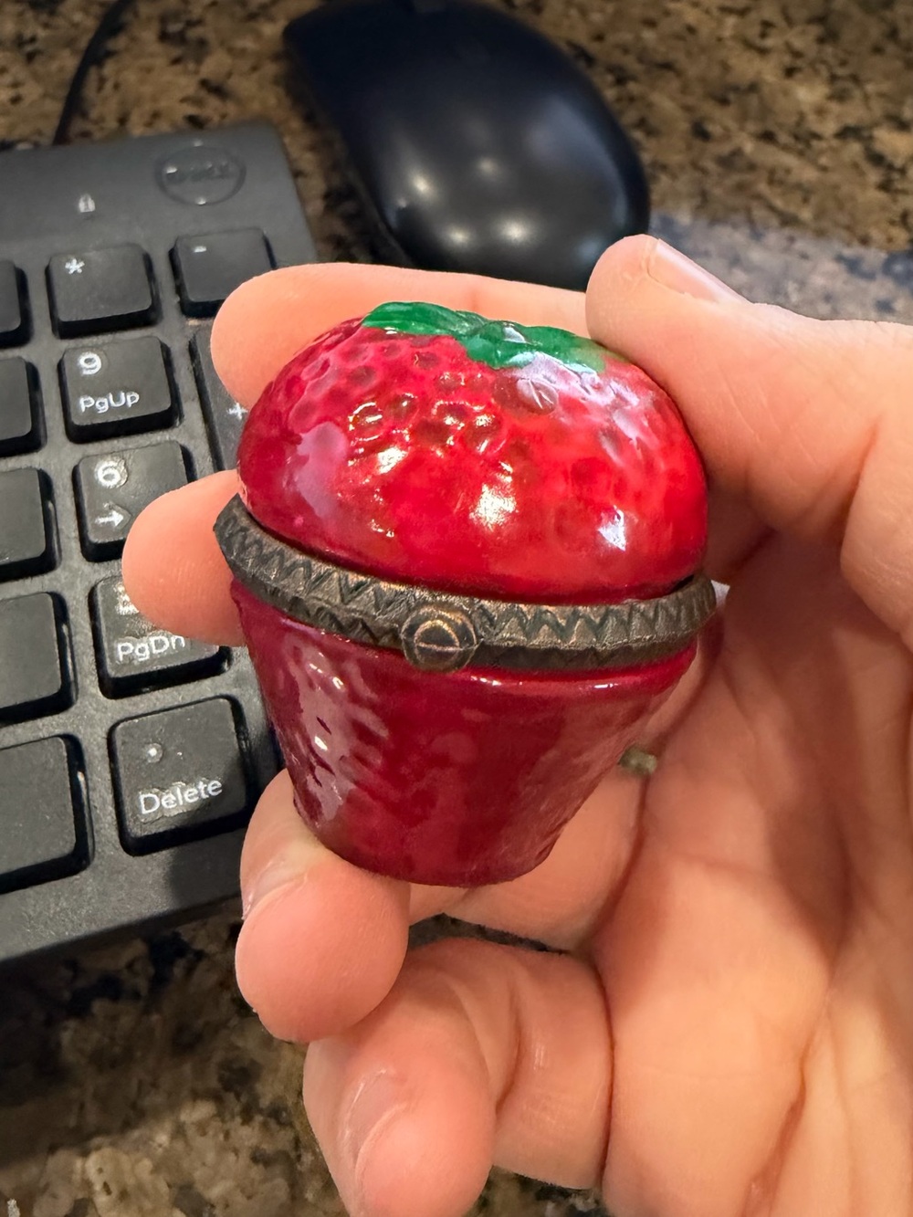 Decorative hand painted Red Strawberry porcelain Box - Home Accents